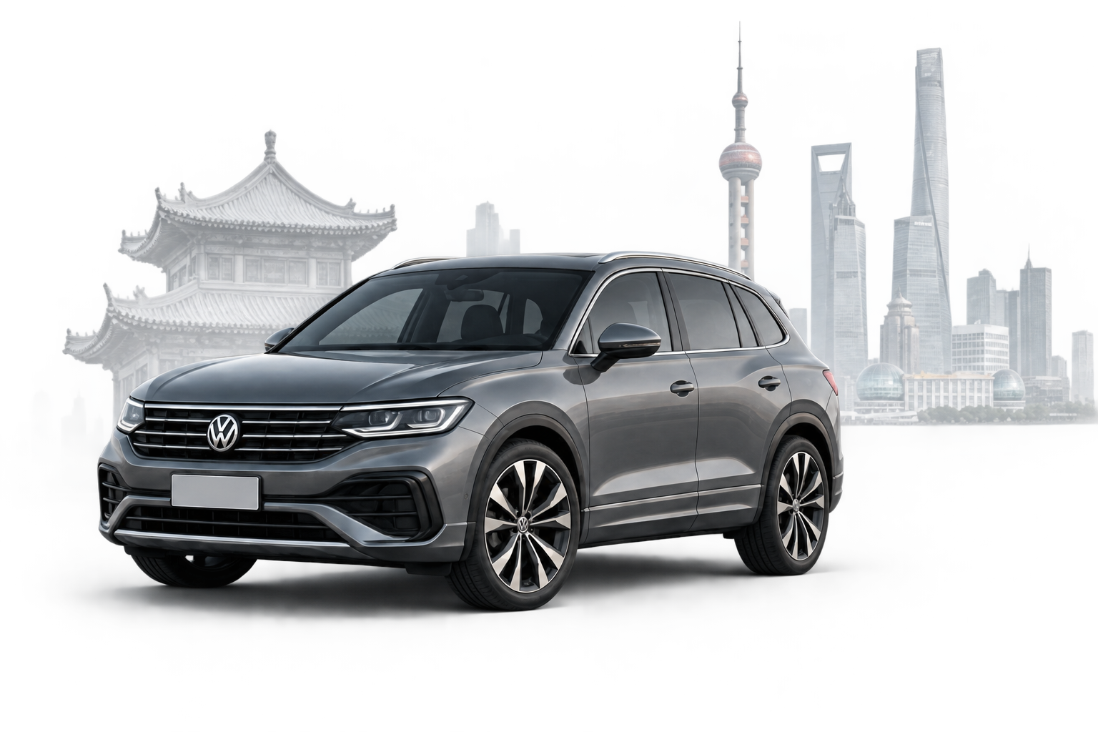 Автомобиль Volkswagen на фоне города